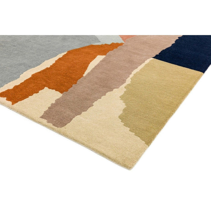 Reef RF14 Abstract Modern Collage Hand-Woven Wool Beige/Grey/Taupe/Muted Multicolour Rug