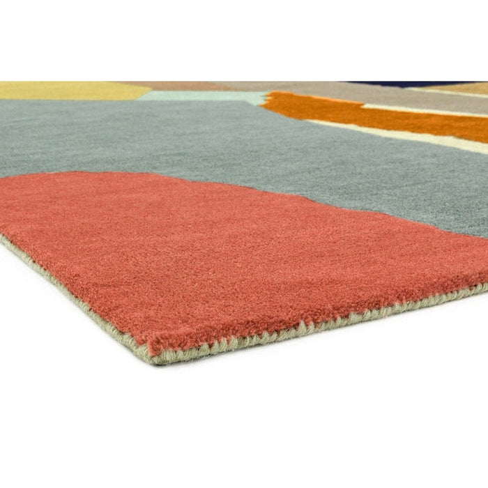 Reef RF14 Abstract Modern Collage Hand-Woven Wool Beige/Grey/Taupe/Muted Multicolour Rug