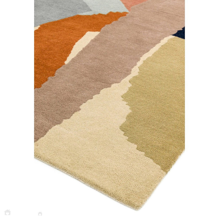 Reef RF14 Abstract Modern Collage Hand-Woven Wool Beige/Grey/Taupe/Muted Multicolour Rug