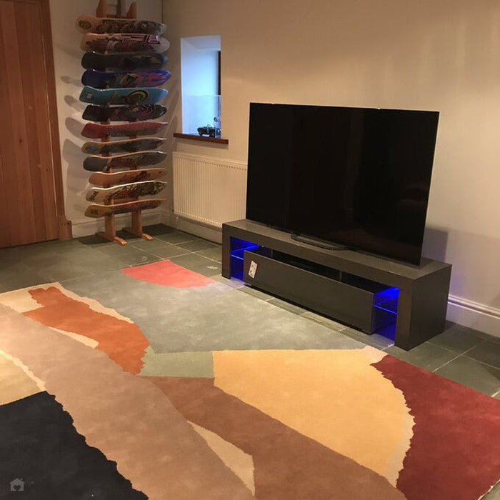 Reef RF14 Abstract Modern Collage Hand-Woven Wool Beige/Grey/Taupe/Muted Multicolour Rug