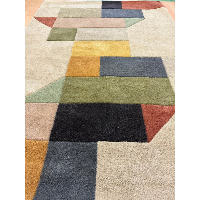 Reef RF15 Modern Geometric Hand-Woven Wool Beige/Muted Multicolour Rug