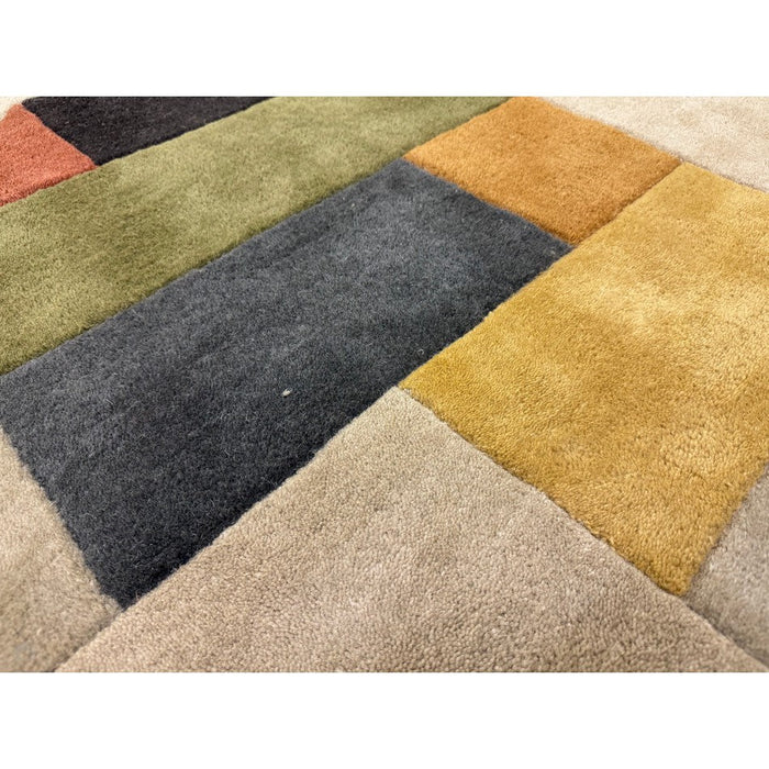 Reef RF15 Modern Geometric Hand-Woven Wool Beige/Muted Multicolour Rug