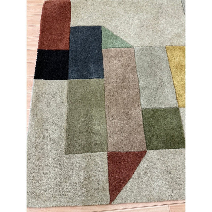 Reef RF15 Modern Geometric Hand-Woven Wool Beige/Muted Multicolour Rug
