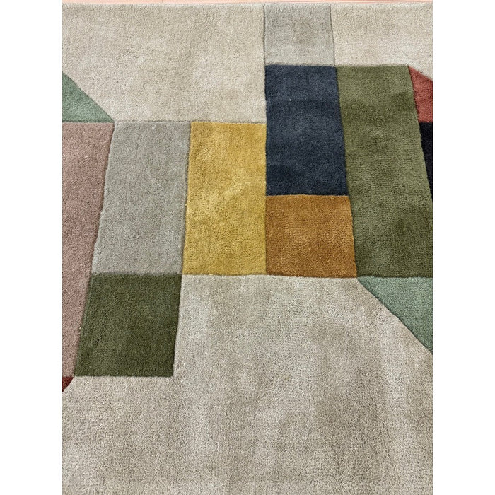 Reef RF15 Modern Geometric Hand-Woven Wool Beige/Muted Multicolour Rug