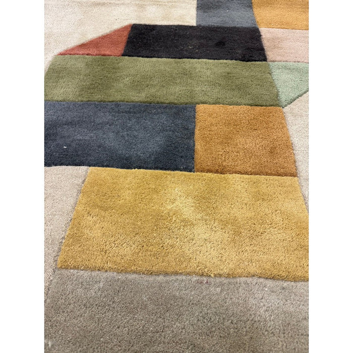 Reef RF15 Modern Geometric Hand-Woven Wool Beige/Muted Multicolour Rug