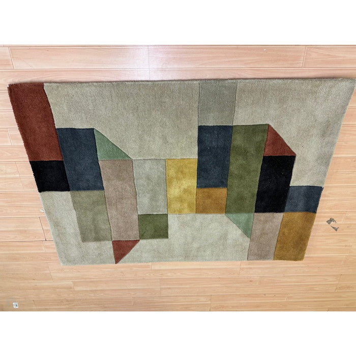 Reef RF15 Modern Geometric Hand-Woven Wool Beige/Muted Multicolour Rug
