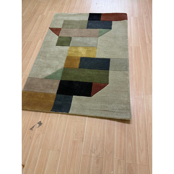 Reef RF15 Modern Geometric Hand-Woven Wool Beige/Muted Multicolour Rug