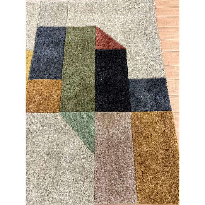 Reef RF15 Modern Geometric Hand-Woven Wool Beige/Muted Multicolour Rug