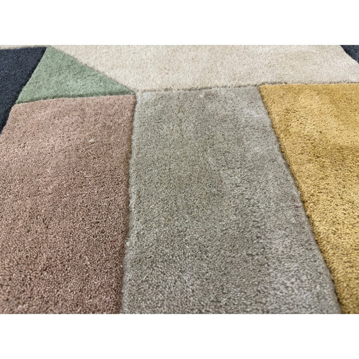 Reef RF15 Modern Geometric Hand-Woven Wool Beige/Muted Multicolour Rug