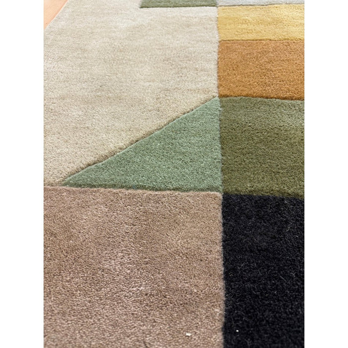 Reef RF15 Modern Geometric Hand-Woven Wool Beige/Muted Multicolour Rug