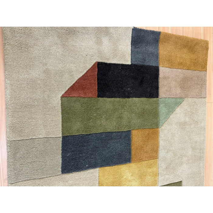 Reef RF15 Modern Geometric Hand-Woven Wool Beige/Muted Multicolour Rug