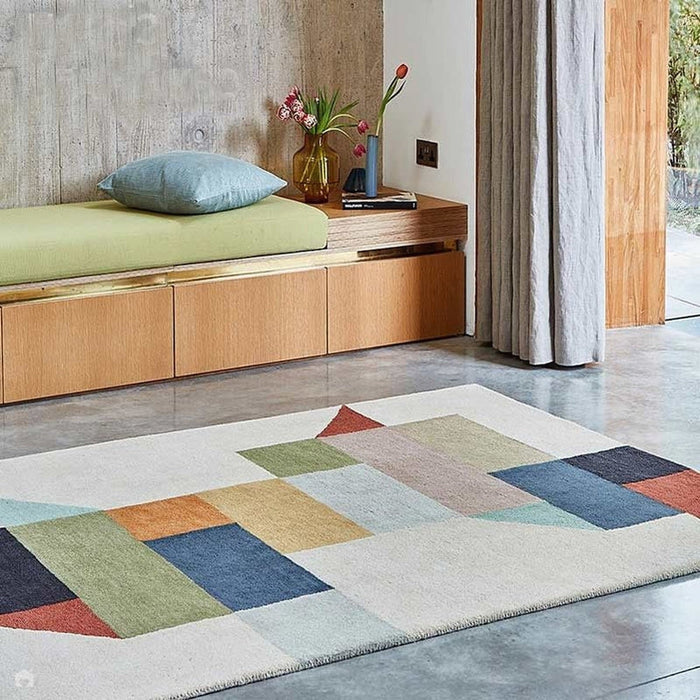 Reef RF15 Modern Geometric Hand-Woven Wool Beige/Muted Multicolour Rug