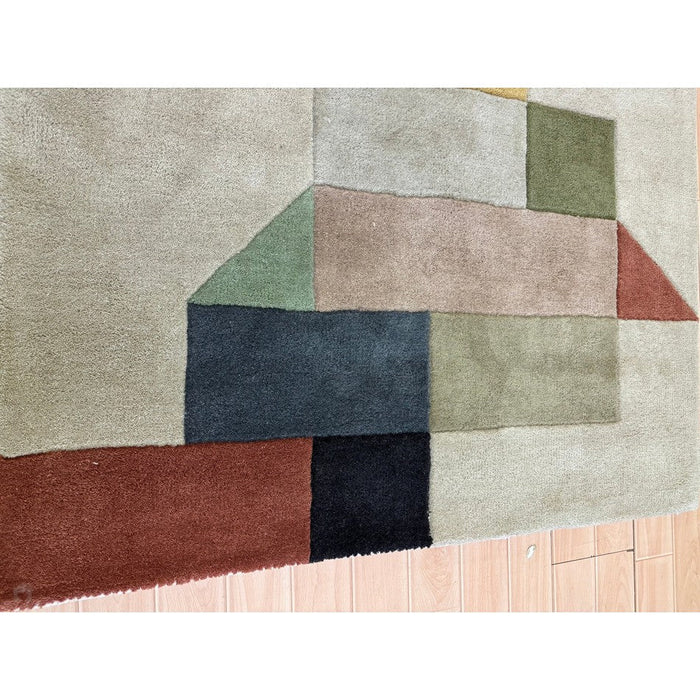 Reef RF15 Modern Geometric Hand-Woven Wool Beige/Muted Multicolour Rug