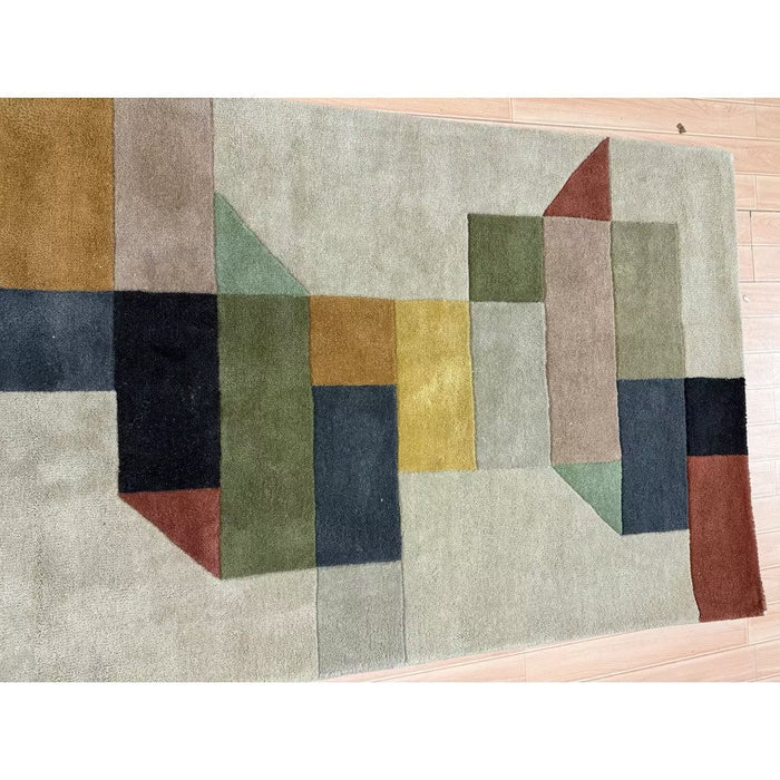 Reef RF15 Modern Geometric Hand-Woven Wool Beige/Muted Multicolour Rug