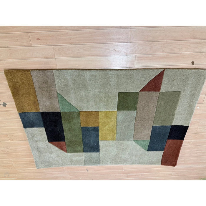 Reef RF15 Modern Geometric Hand-Woven Wool Beige/Muted Multicolour Rug