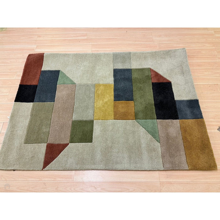 Reef RF15 Modern Geometric Hand-Woven Wool Beige/Muted Multicolour Rug
