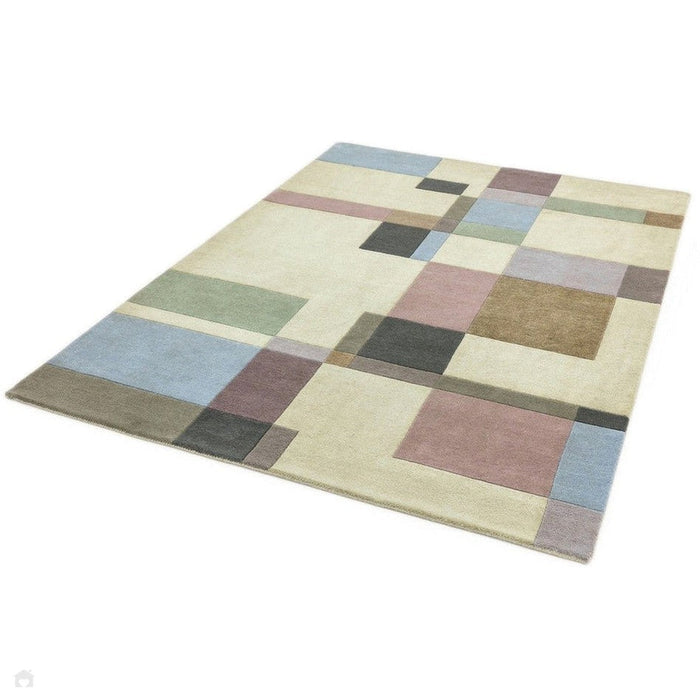 Reef RF17 Blocks Modern Geometric Hand-Woven Wool Beige/Pastel/Multicolour Rug 160 x 230 cm