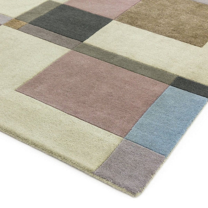 Reef RF17 Blocks Modern Geometric Hand-Woven Wool Beige/Pastel/Multicolour Rug