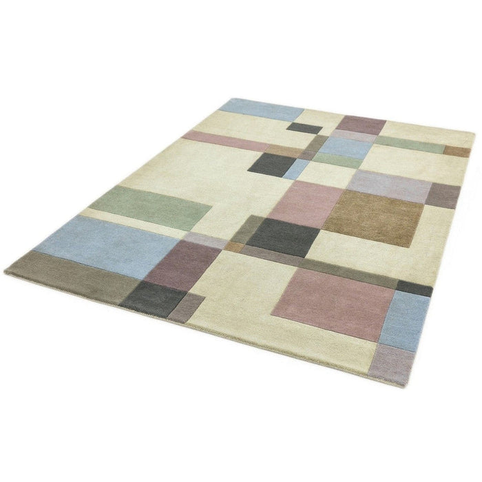Reef RF17 Blocks Modern Geometric Hand-Woven Wool Beige/Pastel/Multicolour Rug