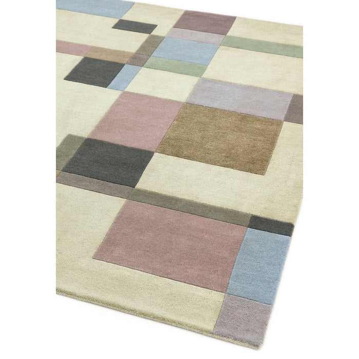 Reef RF17 Blocks Modern Geometric Hand-Woven Wool Beige/Pastel/Multicolour Rug