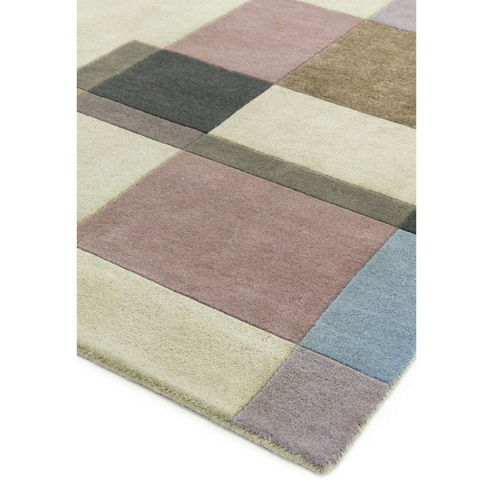 Reef RF17 Blocks Modern Geometric Hand-Woven Wool Beige/Pastel/Multicolour Rug