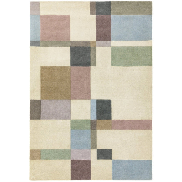 Reef RF17 Blocks Modern Geometric Hand-Woven Wool Beige/Pastel/Multicolour Rug