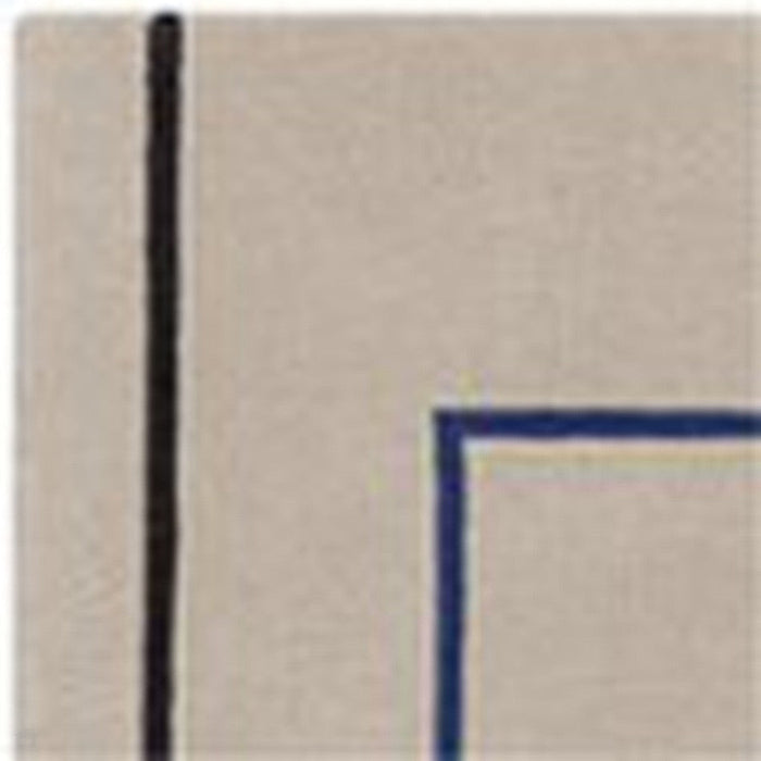 Reef RF19 Outline Modern Geometric Hand-Woven Wool Blue/Beige Rug