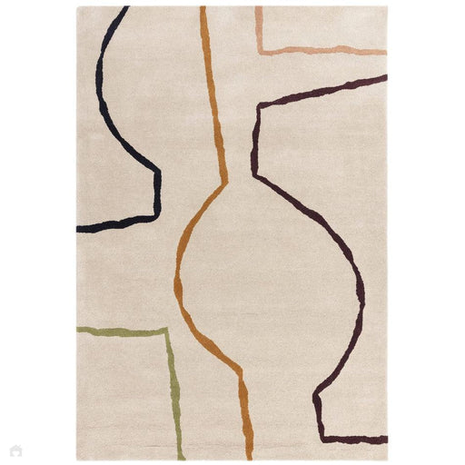 Reef RF22 Linear Modern Geometric Hand-Woven Wool Multicolour/Beige Rug