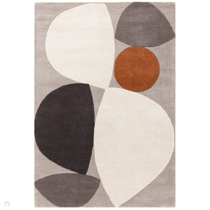 Reef RF24 Mid Century Modern Geometric Hand-Woven Wool Grey/Multi Rug