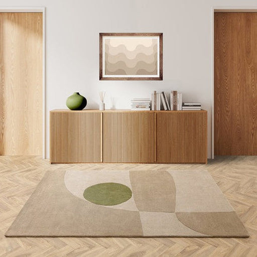 Reef RF31 Horizon Modern geometrisch handgeweven wollen naturel/beige/groen vloerkleed