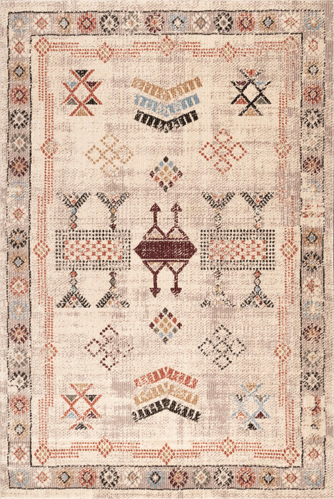 Regal Beige Area Rug with Ornate Pattern