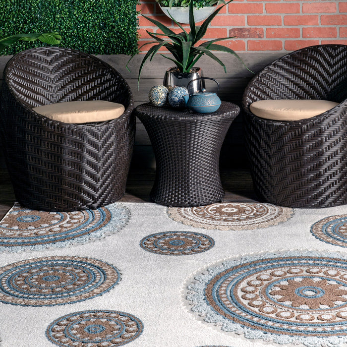 Regal Suzani Area Rug for Indoor and Outdoor Use Beige