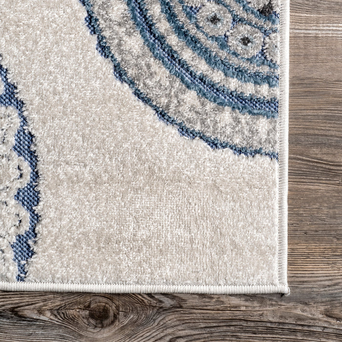 Regal Suzani Area Rug for Indoor and Outdoor Use Blue