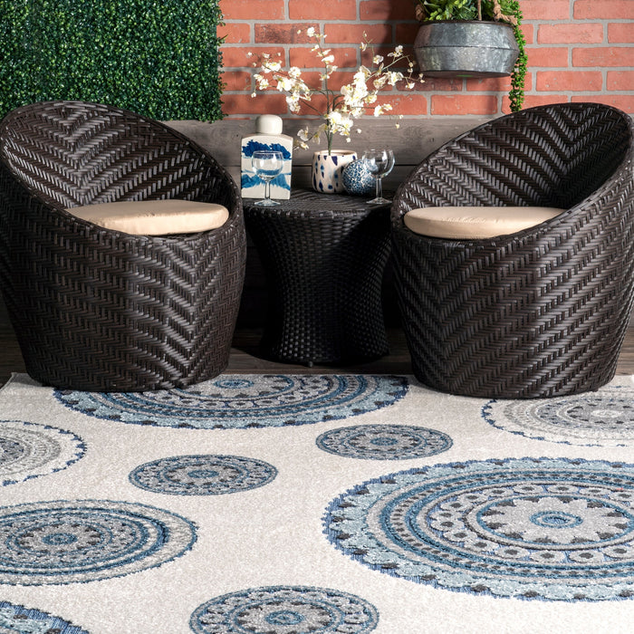 Regal Suzani Area Rug for Indoor and Outdoor Use Blue