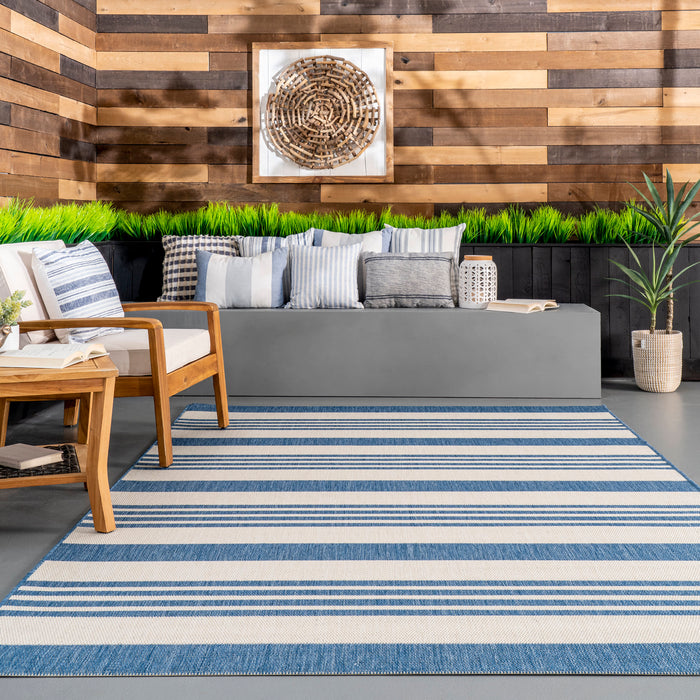 Regency Stripes Outdoor Indoor Rug 150x240 cm Blue