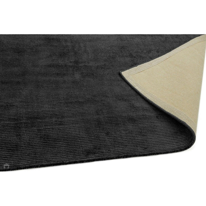 Reko Modern Plain Textured Ribbed Lines Viskoosi/puuvilla Shimmer Flatweave Charcoal matto