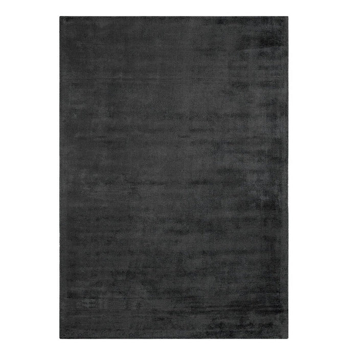 Reko Modern Plain Textured Ribbed Lines Viskoosi/puuvilla Shimmer Flatweave Charcoal matto