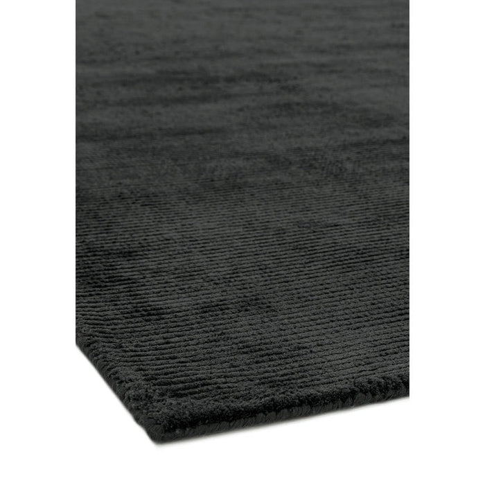 Reko Modern Plain Textured Ribbed Lines Viskoosi/puuvilla Shimmer Flatweave Charcoal matto