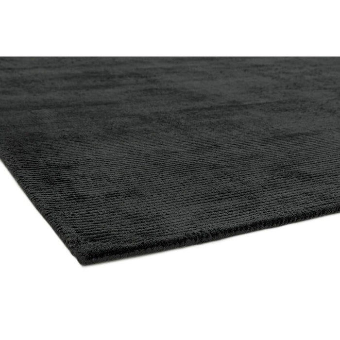 Reko Modern Plain Textured Ribbed Lines Viskoosi/puuvilla Shimmer Flatweave Charcoal matto