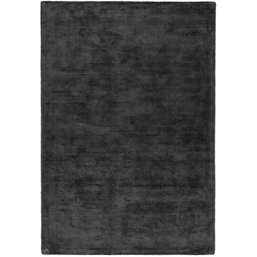 Reko Modern Plain Textured Ribbed Lines Viscose/Cotton Shimmer Flatweave Charcoal Rug