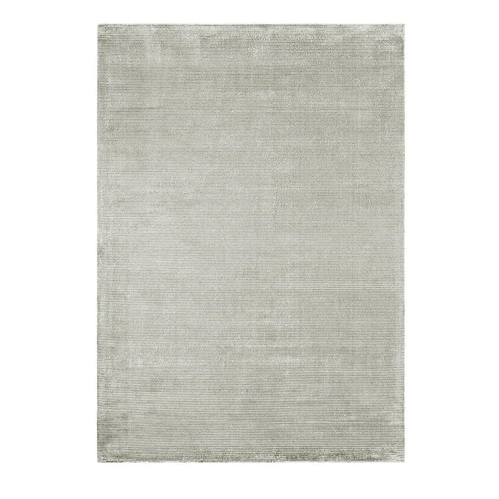 Reko Modern Plain Textured Ribbed Lines Viscose/Cotton Shimmer Flatweave French Grey Rug