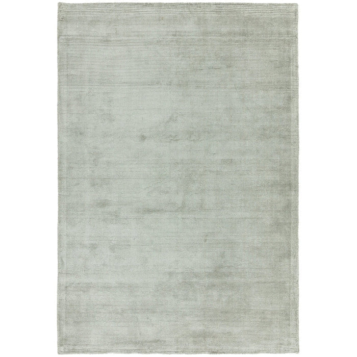 Reko Modern Plain Textured Ribbed Lines Viscose/Cotton Shimmer Flatweave French Grey Rug