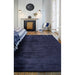 Reko Modern Plain Textured Ribbed Lines Viscose/Cotton Shimmer Flatweave Navy Rug