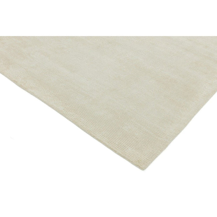 Reko Modern Plain Textured Ribbed Lines Viscose/Cotton Shimmer Flatweave Putty Rug