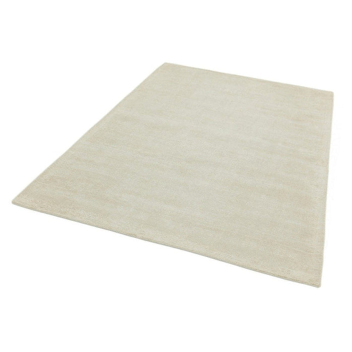 Reko Modern Plain Textured Ribbed Lines Viscose/Cotton Shimmer Flatweave Putty Rug