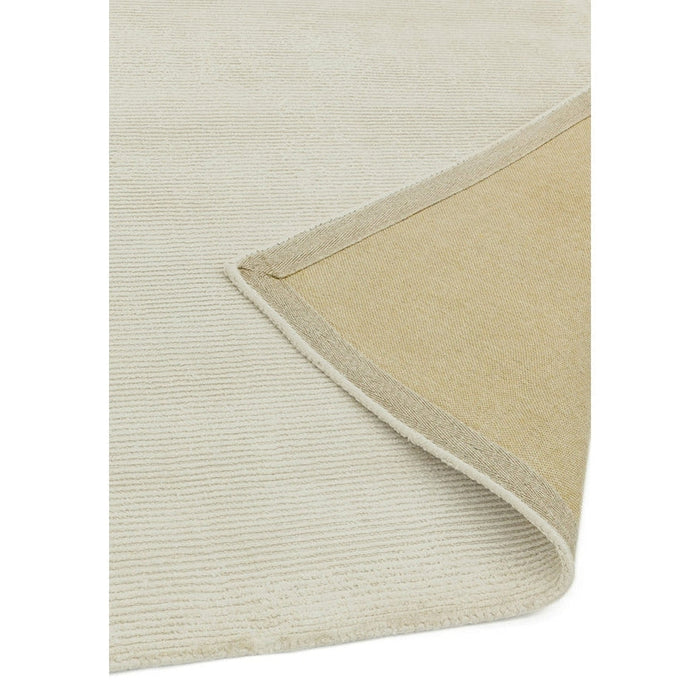 Reko Modern Plain Textured Ribbed Lines Viscose/Cotton Shimmer Flatweave Putty Rug