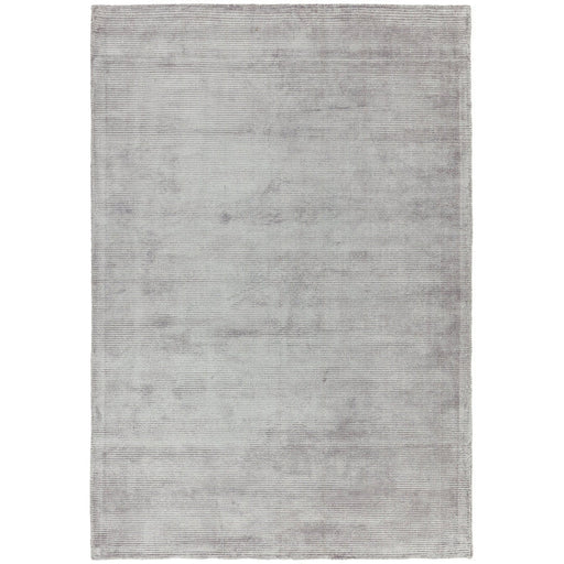 Reko Modern Plain Textured Ribbed Lines Viscose/Cotton Shimmer Flatweave Silver Rug