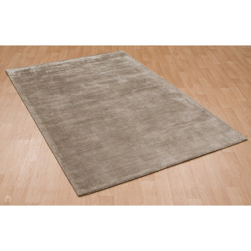 Reko Modern Plain Textured Ribbed Lines Viscose/Cotton Shimmer Flatweave Smoke Rug