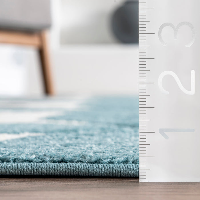 Retro Pattern Plush Area Rug - Baby Blue