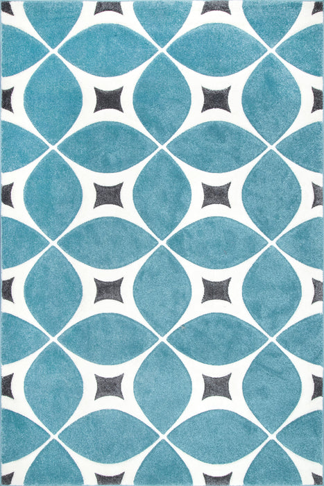 Retro Pattern Plush Area Rug - Baby Blue